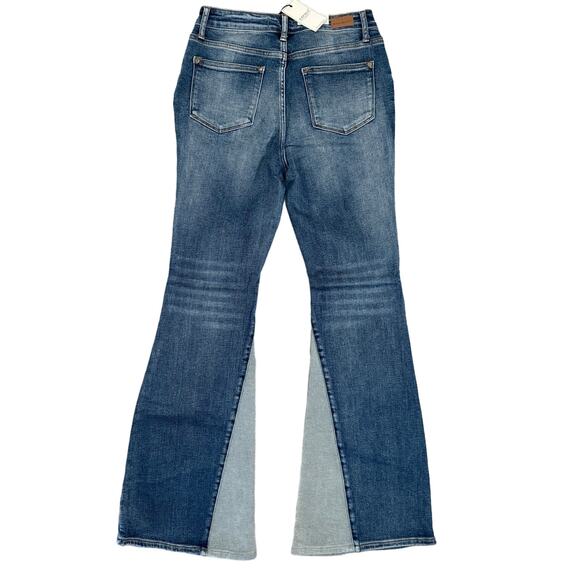 Judy Blue Mid Rise Flare Fit Leg Jeans Inseam Panel JB88524 Med Blue 9 29 - Picture 5 of 11